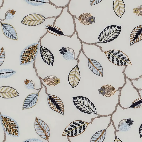 Amore Fabric - Ma Cherie by white botanical embroideried fabric from Fibre Naturelle