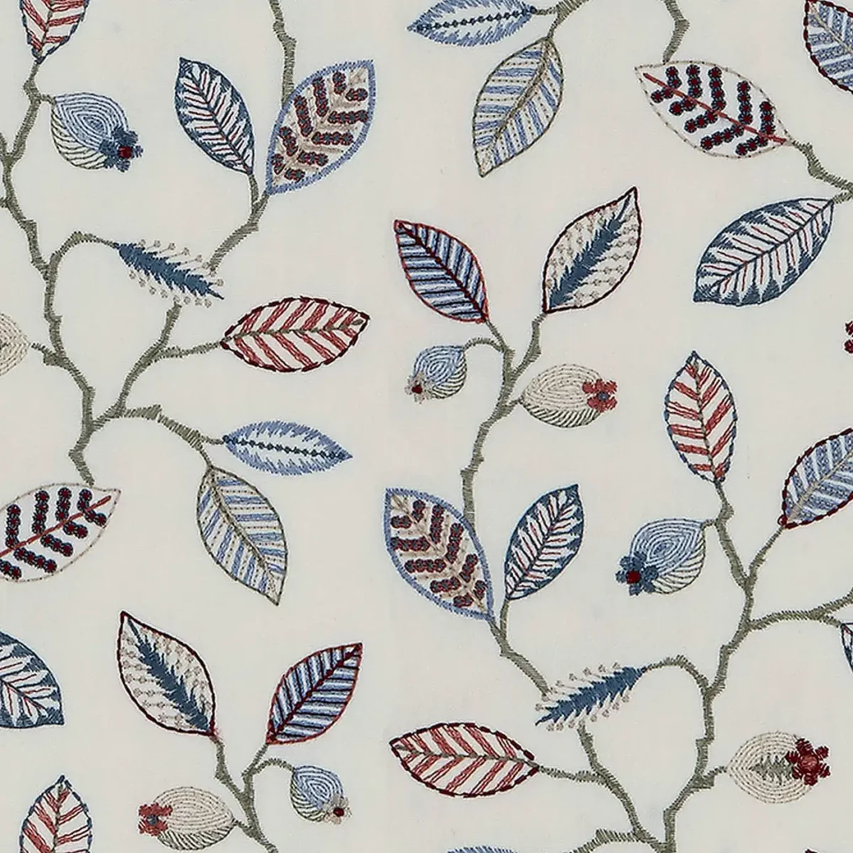 Amore Fabric - Ma Belle by white botanical embroideried fabric from Fibre Naturelle