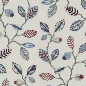 white botanical embroideried fabric from Fibre Naturelle
