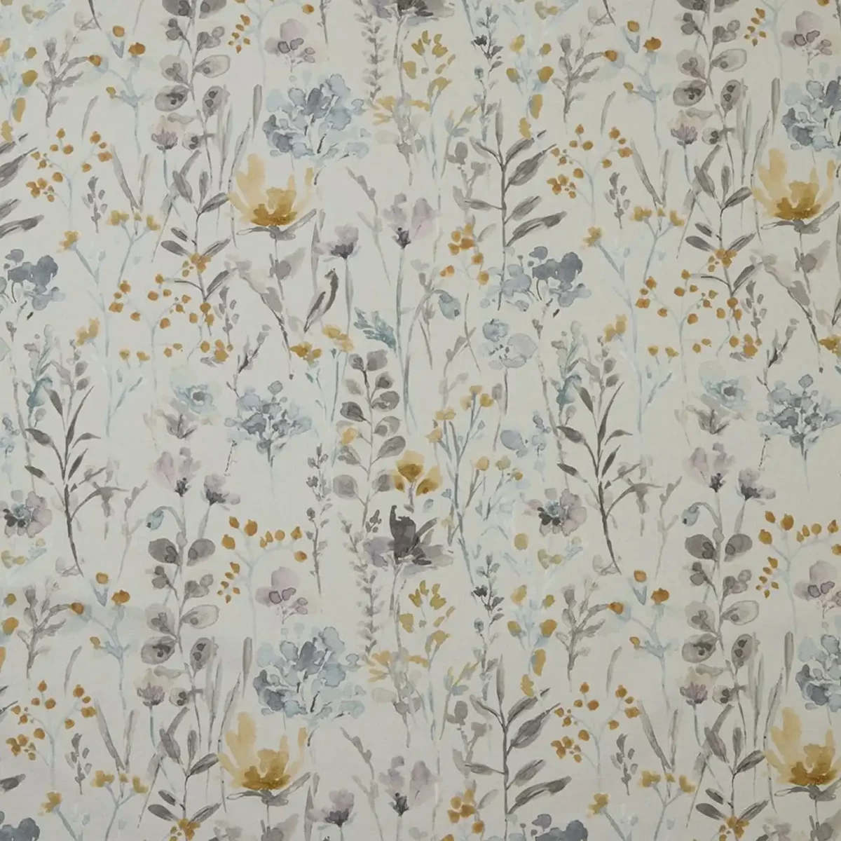 Wild Flowers Fabric - Cornflower by multicolour botanical printed fabric from iLiv