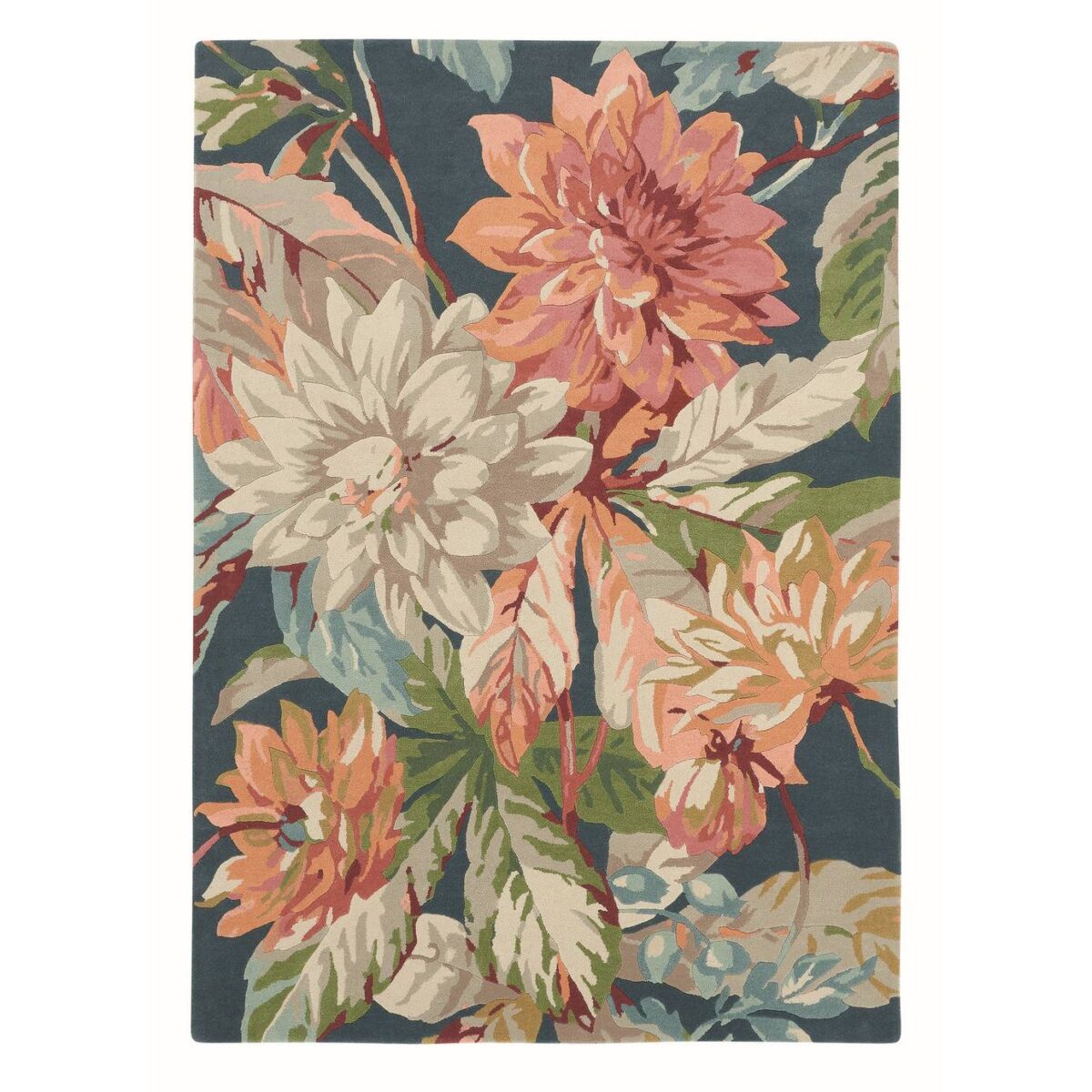 Sanderson Dahlia and Rosehip Rug Teal (Select Size) by Sanderson Dahlia and Rosehip Rug Teal (Select Size) from