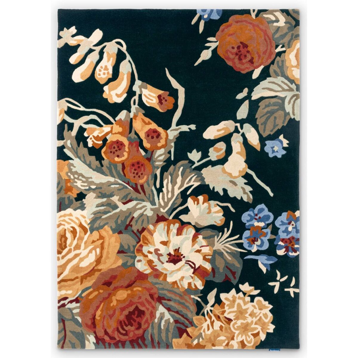 Sanderson Stapleton Park Rug Navy / Burnt Orange (Select Size) from
