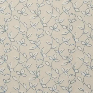 blue botanical embroideried fabric from Clarke & Clarke