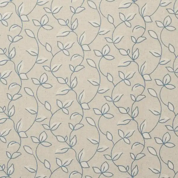 Chartwell Fabric - Chambray by blue botanical embroideried fabric from Clarke & Clarke