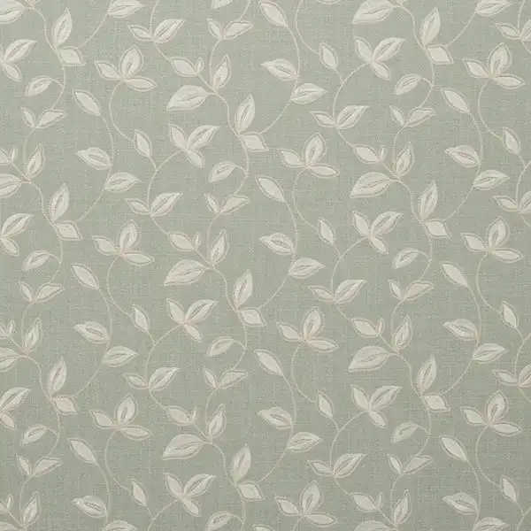Chartwell Fabric - Duckegg by blue botanical embroideried fabric from Clarke & Clarke