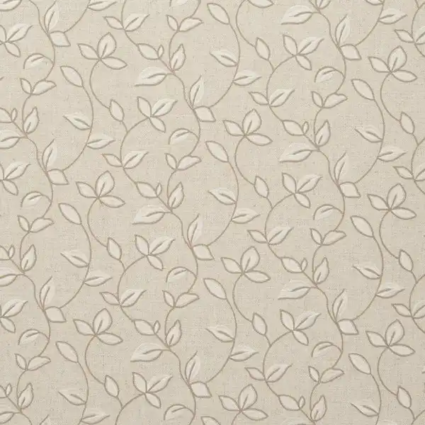 Chartwell Fabric - Natural by neutral botanical embroideried fabric from Clarke & Clarke
