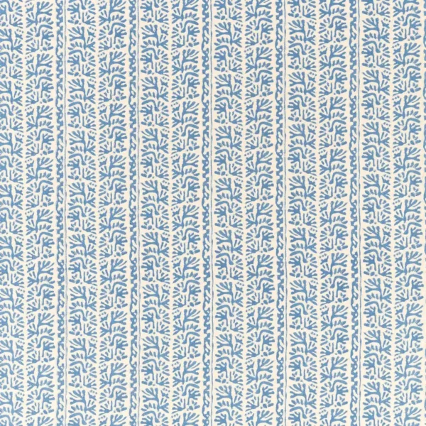 Khorol Fabric - Cornflower / Incense by blue fabric with coral stripes
