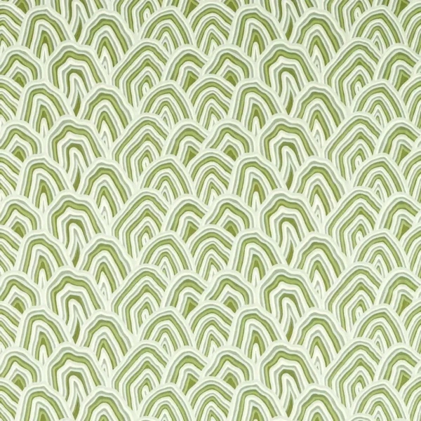 light green fabric with irregular overlapping semi-circles