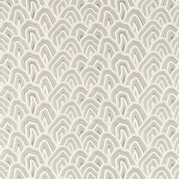 Kumo Fabric - Hempseed / Shiitake / Sketched by grey fabric with irregular overlapping semi-circles