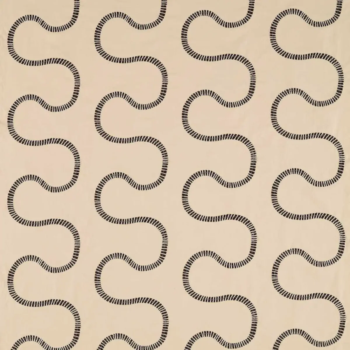 beige fabric with black and white stripes
