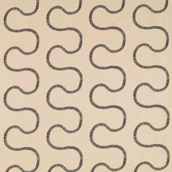 beige fabric with black and white stripes