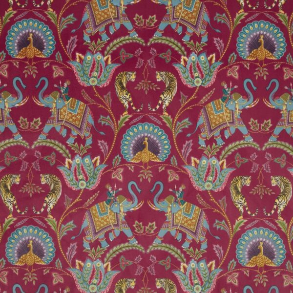 Sumatra Velvet Fabric - Cerise by red animal printed fabric from iLiv