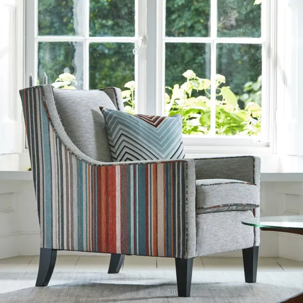 Spectro Stripe Fabric - Emerald / Marine / Lichen from