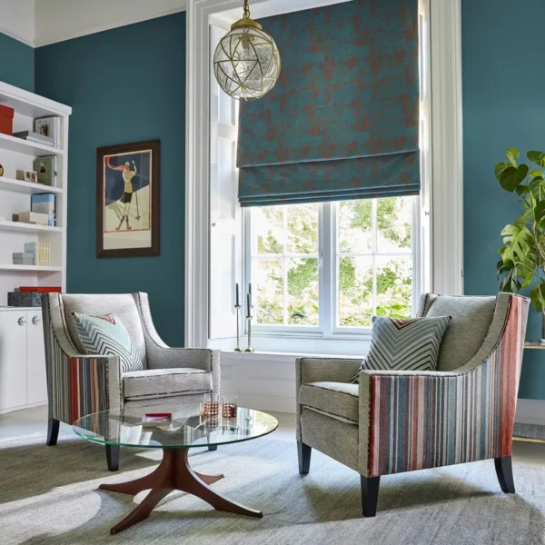 Spectro Stripe Fabric - Emerald / Marine / Lichen from