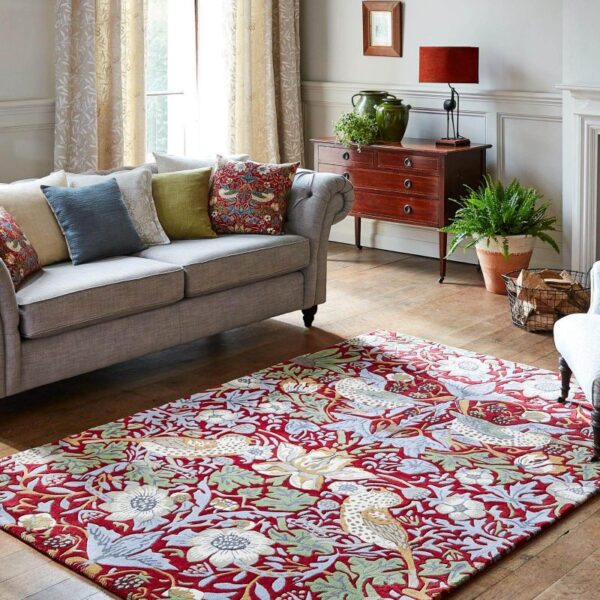 William Morris & Co Strawberry Thief Rug Crimson (Select Size) by William Morris & Co Strawberry Thief Rug Crimson (Select Size) from