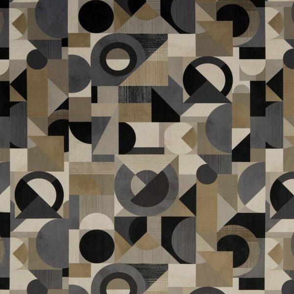 Geometrica Velvet Fabric - Mineral by black-grey geometric velvet-chenille fabric from iLiv