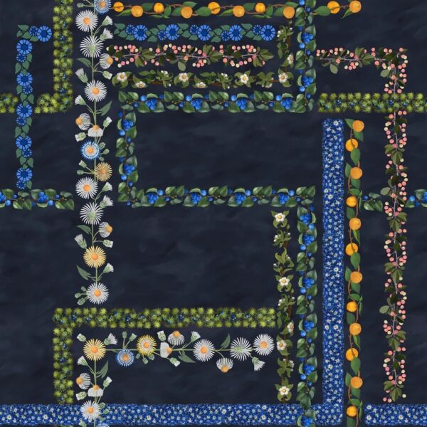 blue botanical printed fabric from Christian Lacroix
