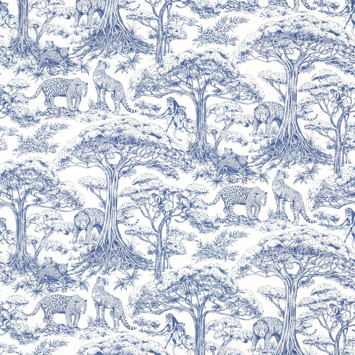 Kisumu Fabric - Midnight by purple animal printed fabric from Clarke & Clarke