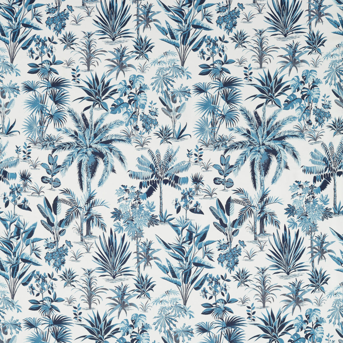Malindi Fabric - Caribbean by blue botanical jacquard fabric from Clarke & Clarke