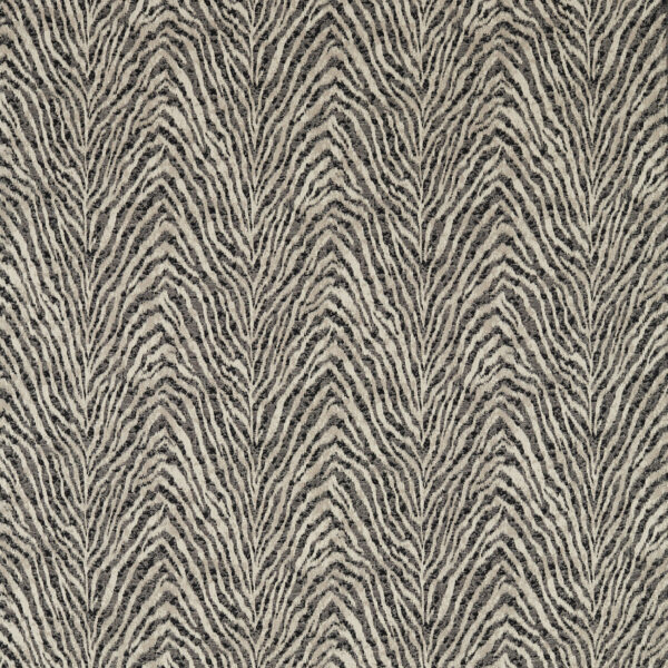 Manda Fabric - Noir / Linen by black-grey animal jacquard fabric from Clarke & Clarke