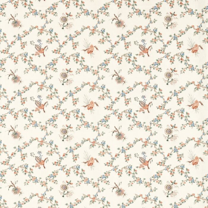 Trelliage Fabric - Sandstone / Woad swatch