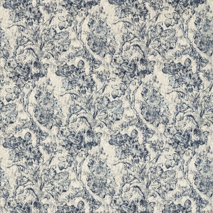Fringed Tulip Toile Fabric - Woad swatch