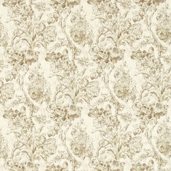 Fringed Tulip Toile Fabric - Jute swatch