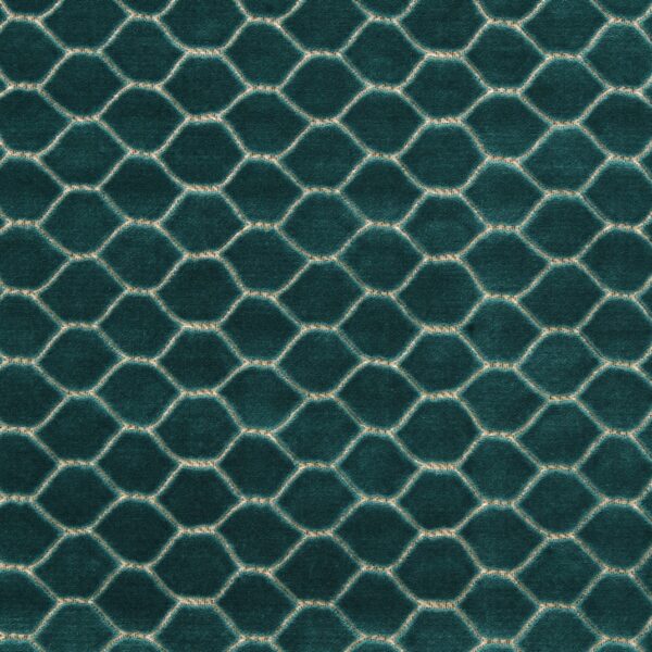 Faraday Velvet Fabric - Malachite by blue spotted velvet-chenille fabric from Sanderson