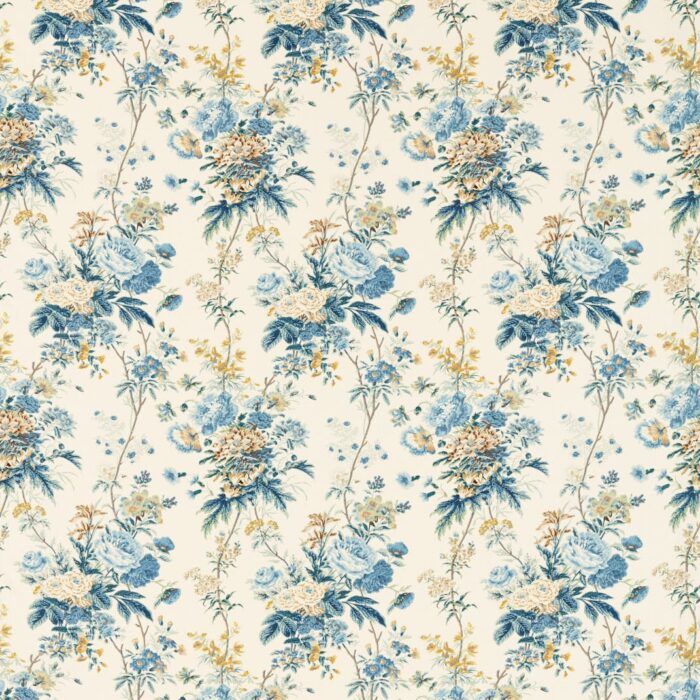 Lakeland Paradis Fabric - Poppinjay / Lion swatch