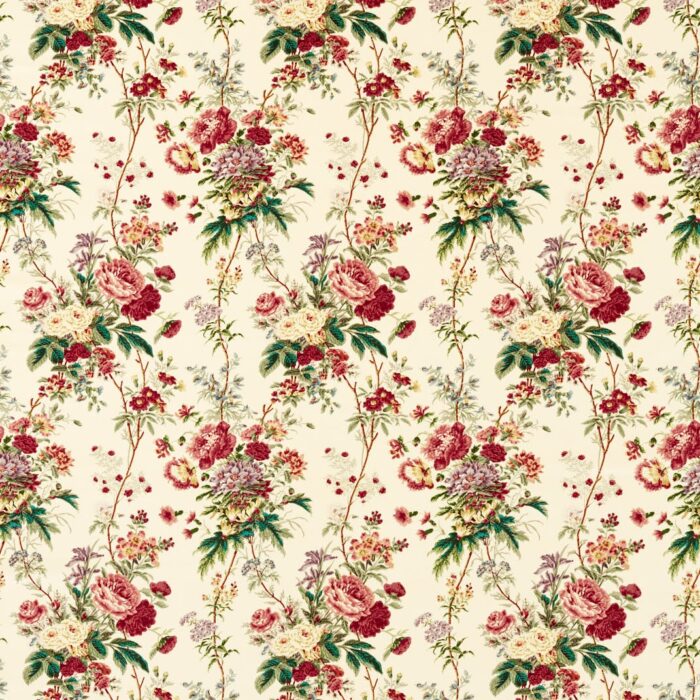 Lakeland Paradis Velvet Fabric - Carmine / Geolu swatch