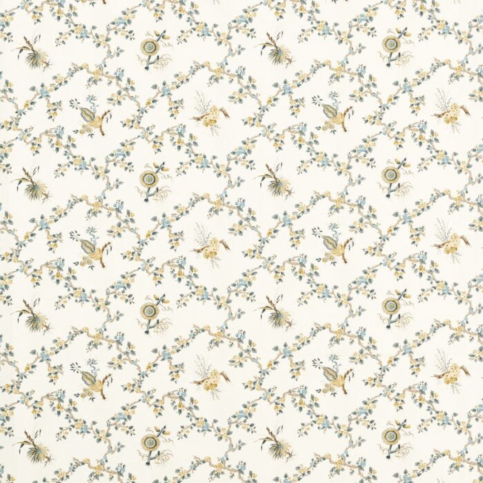 Trelliage Fabric - Chamomile / Chalk swatch