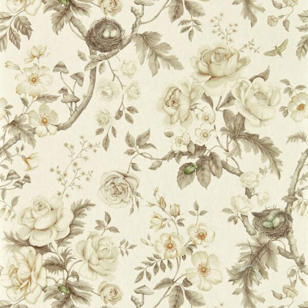 Tansy Bloom Wallpaper - Oyster by neutral botanical wallpaper from sanderson