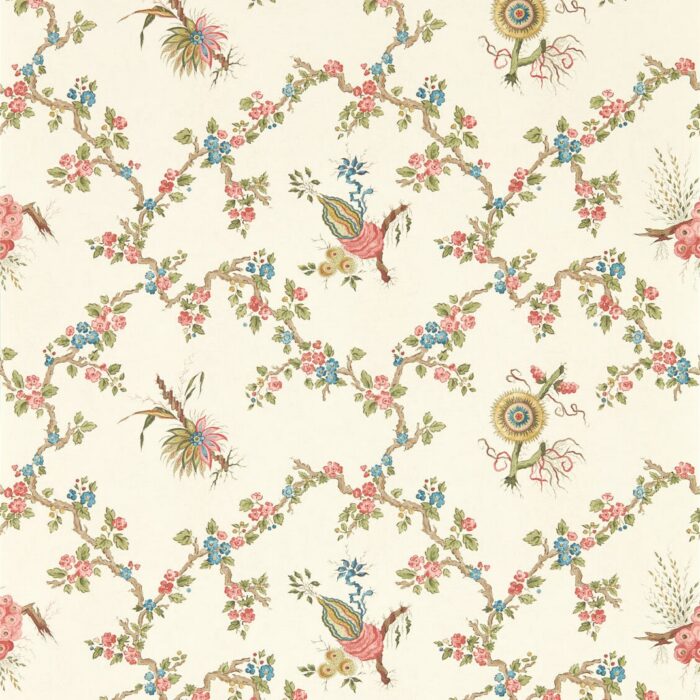 Trelliage Wallpaper - Raspberry / Stone swatch