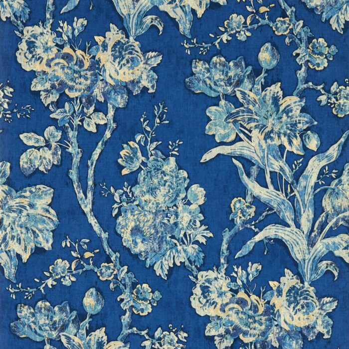 Fringed Tulip Toile Wallpaper - Smalt swatch