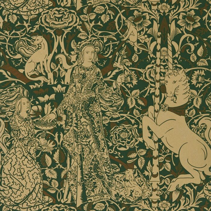 Aurelia's Grail Wallpaper - Gobelin Green / Bronze swatch