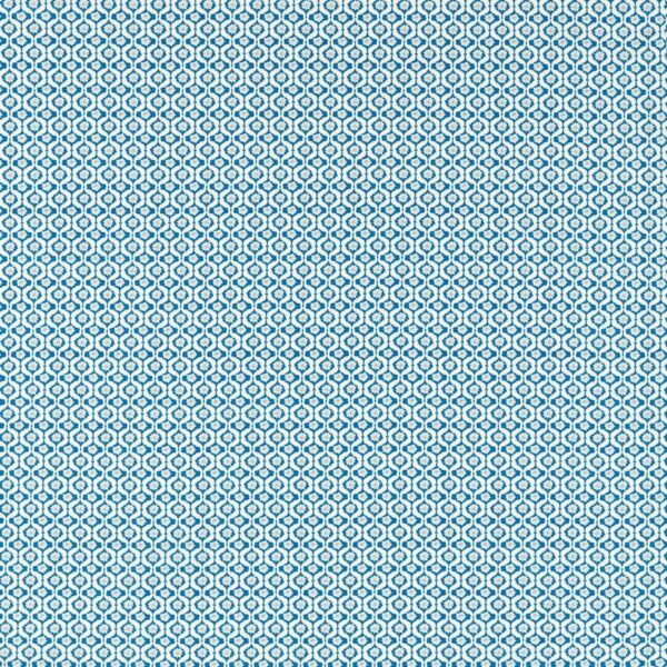Giverny Fabric - Cobalt by blue geometric printed fabric from Clarke & Clarke