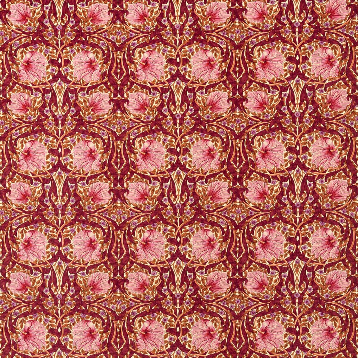 Pimpernel Fabric - Sunset Boulevard by red botanical cotton fabric from William Morris & Co