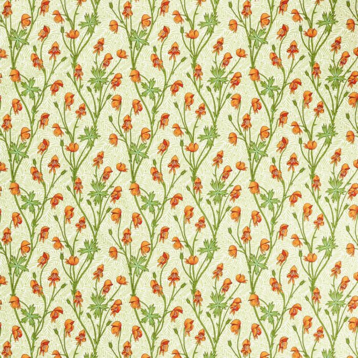 Monkshood Fabric - Tangerine / Sage swatch