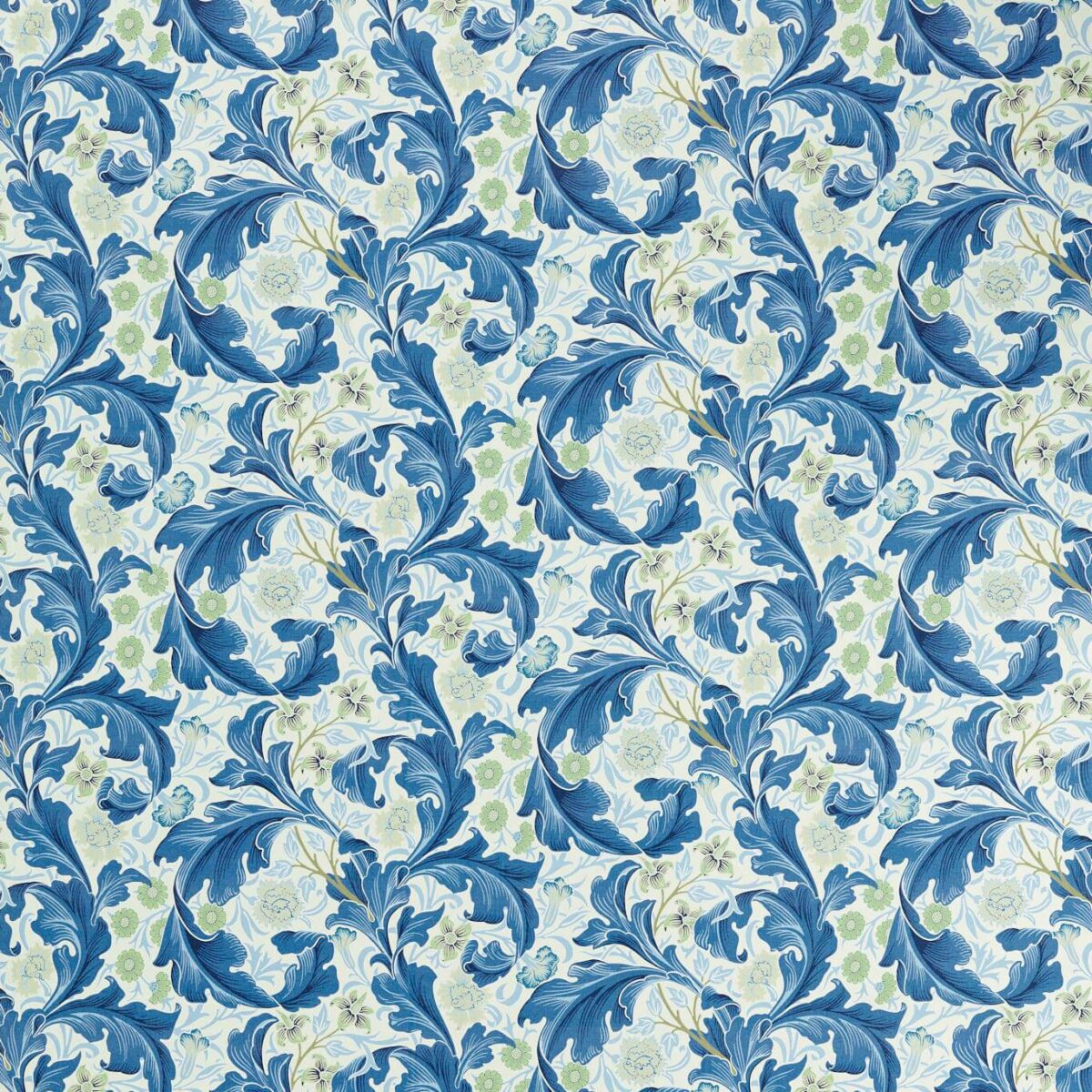 Leicester Fabric - Paradise Blue by blue botanical cotton fabric from William Morris & Co