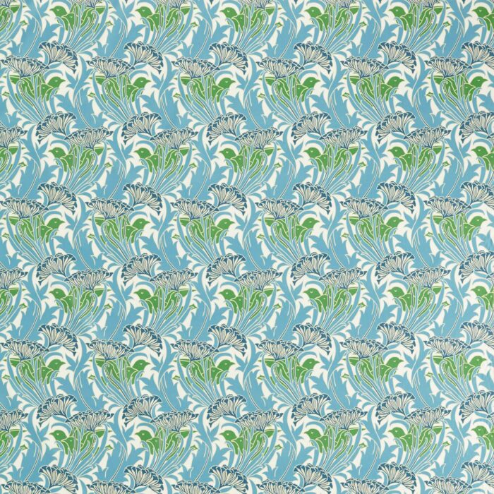 Laceflower Fabric - Garden Green / Lagoon swatch