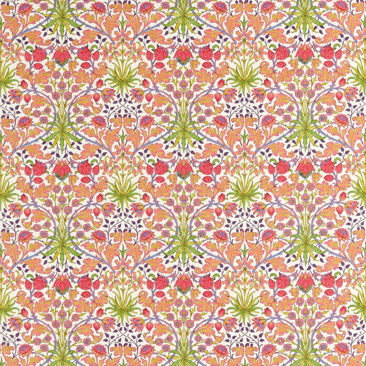 Hyacinth Fabric - Cosmo Pink by pink botanical cotton fabric from William Morris & Co