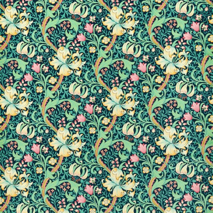 Golden Lily Fabric - Galactic Ink swatch