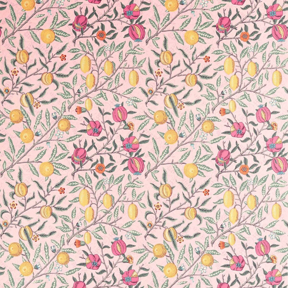 Fruit Fabric - Stardust by pink botanical cotton fabric from William Morris & Co