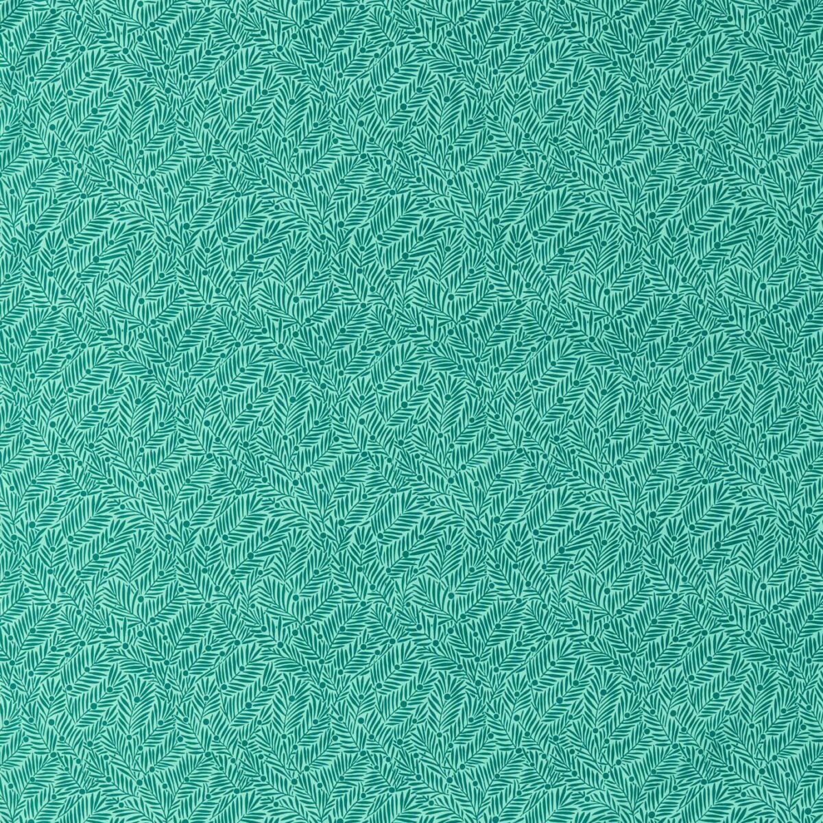 Yew & Aril Fabric - Teal by green botanical cotton fabric from William Morris & Co