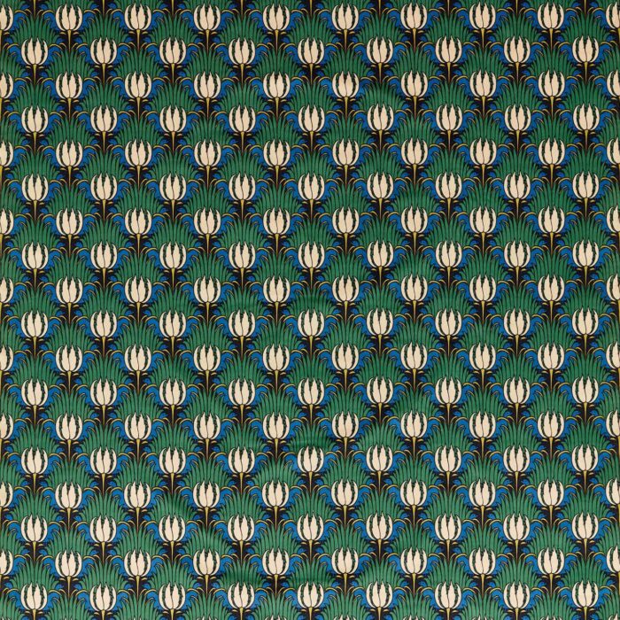 Tulip & Bird Fabric - Goblin Green & Raven swatch