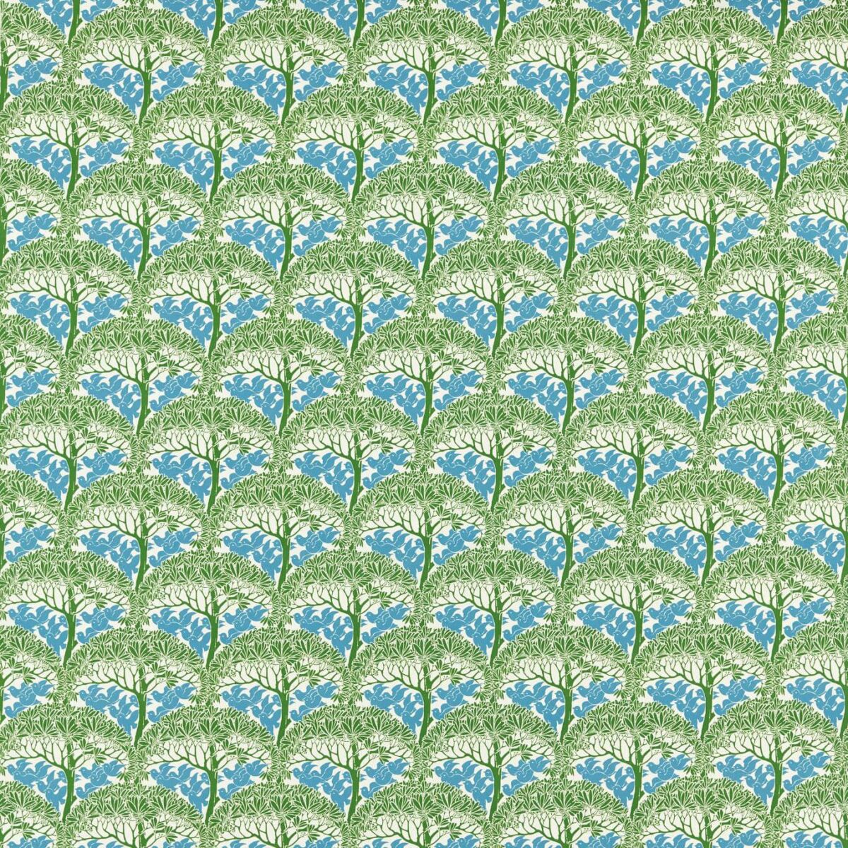 The Savaric Fabric - Garden Green by green botanical cotton fabric from William Morris & Co