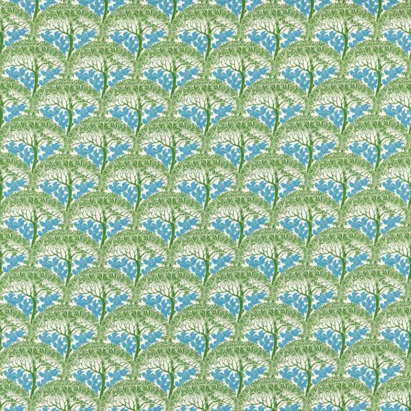 The Savaric Fabric - Garden Green by green botanical cotton fabric from William Morris & Co
