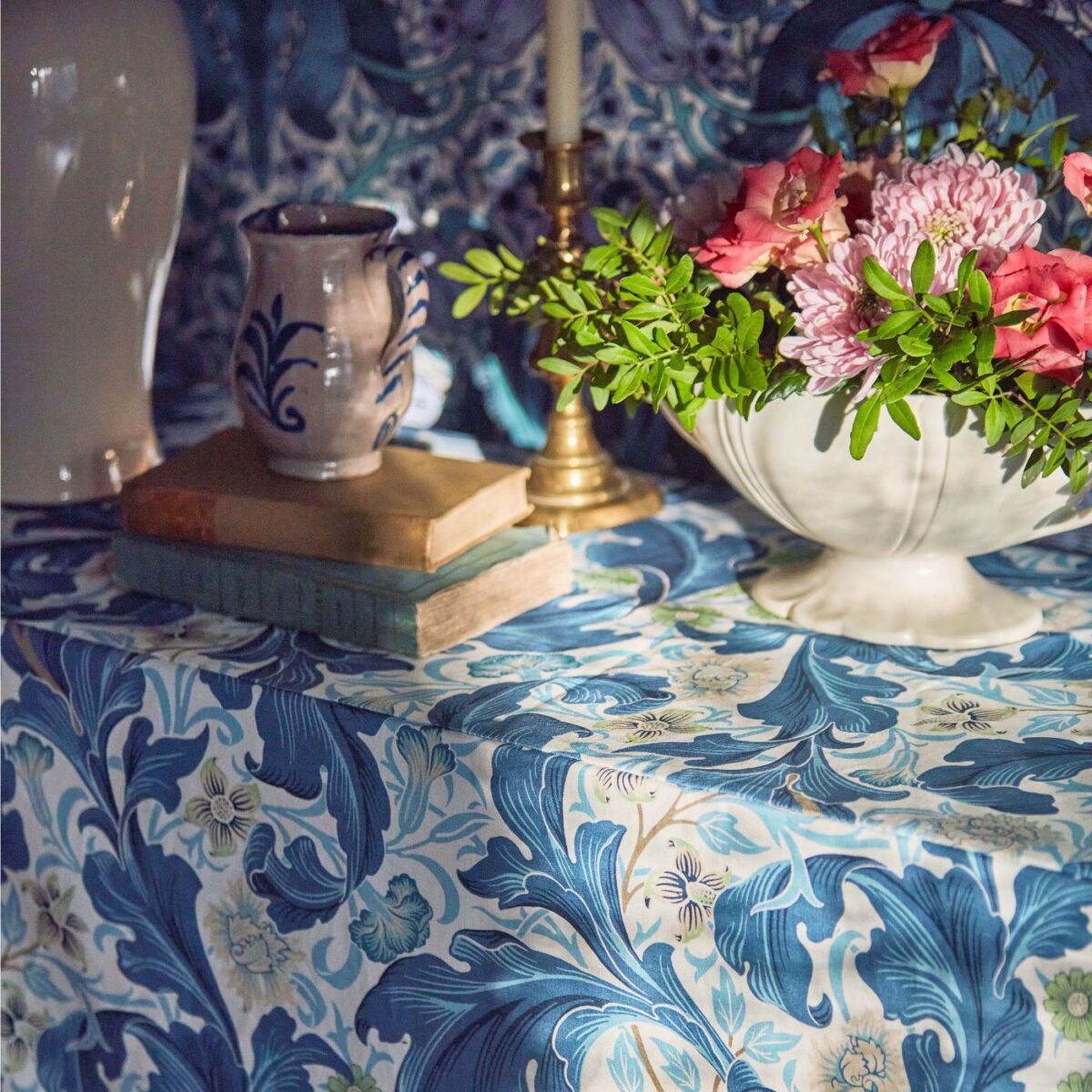 Leicester Fabric - Cosmo Pink / Indigo by Leicester Fabric - Cosmo Pink / Indigo from