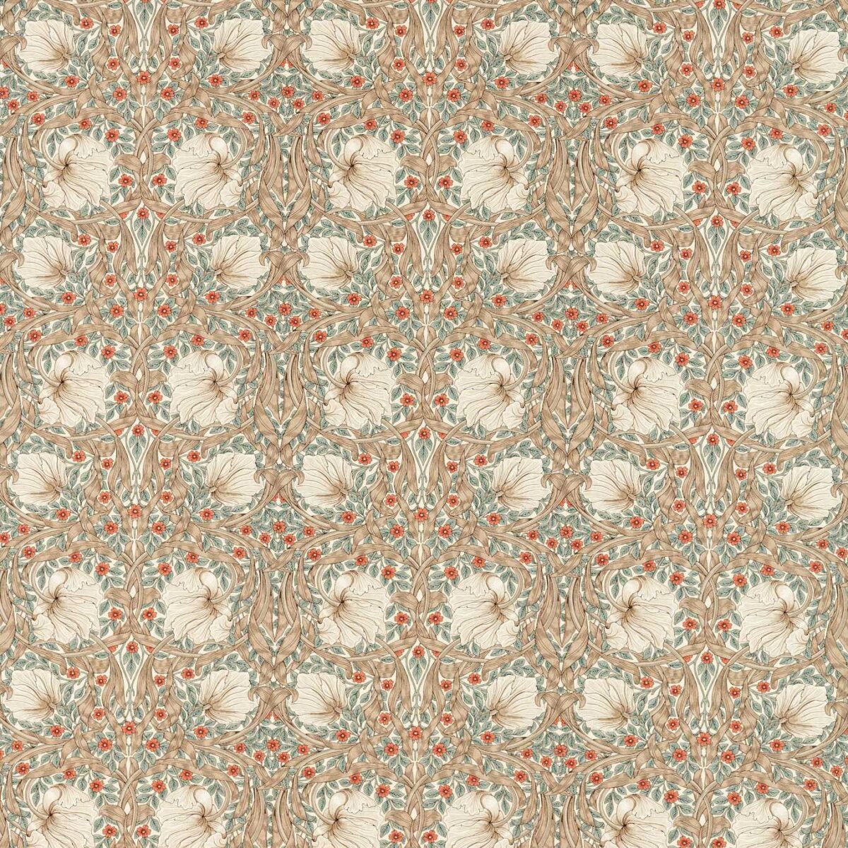 brown botanical printed fabric from William Morris & Co