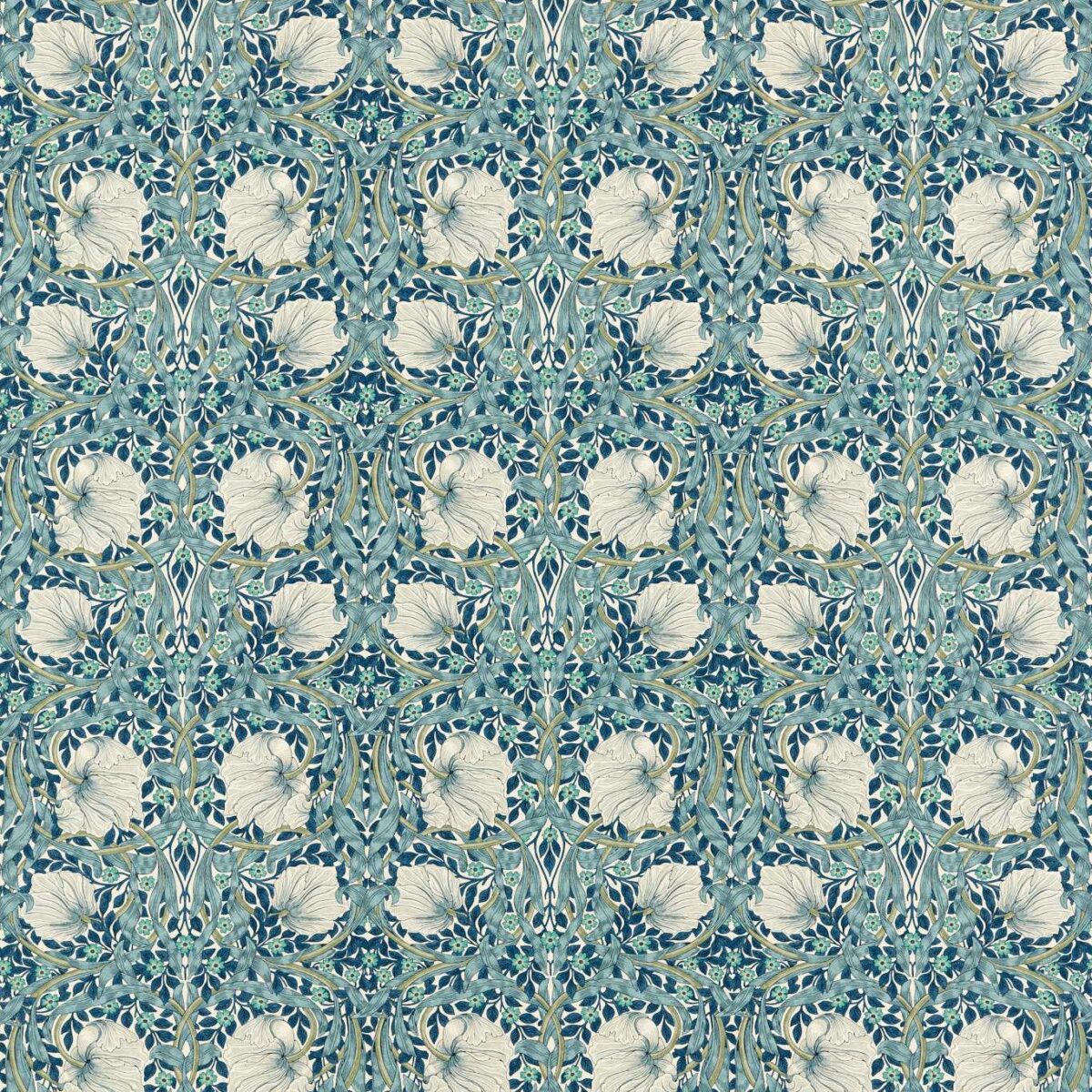 Pimpernel Fabric - Cobalt / Mineral by blue botanical printed fabric from William Morris & Co